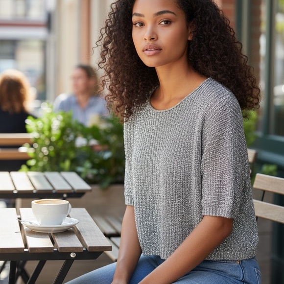 Topshop Metallic Crop - Picture 3 of 13